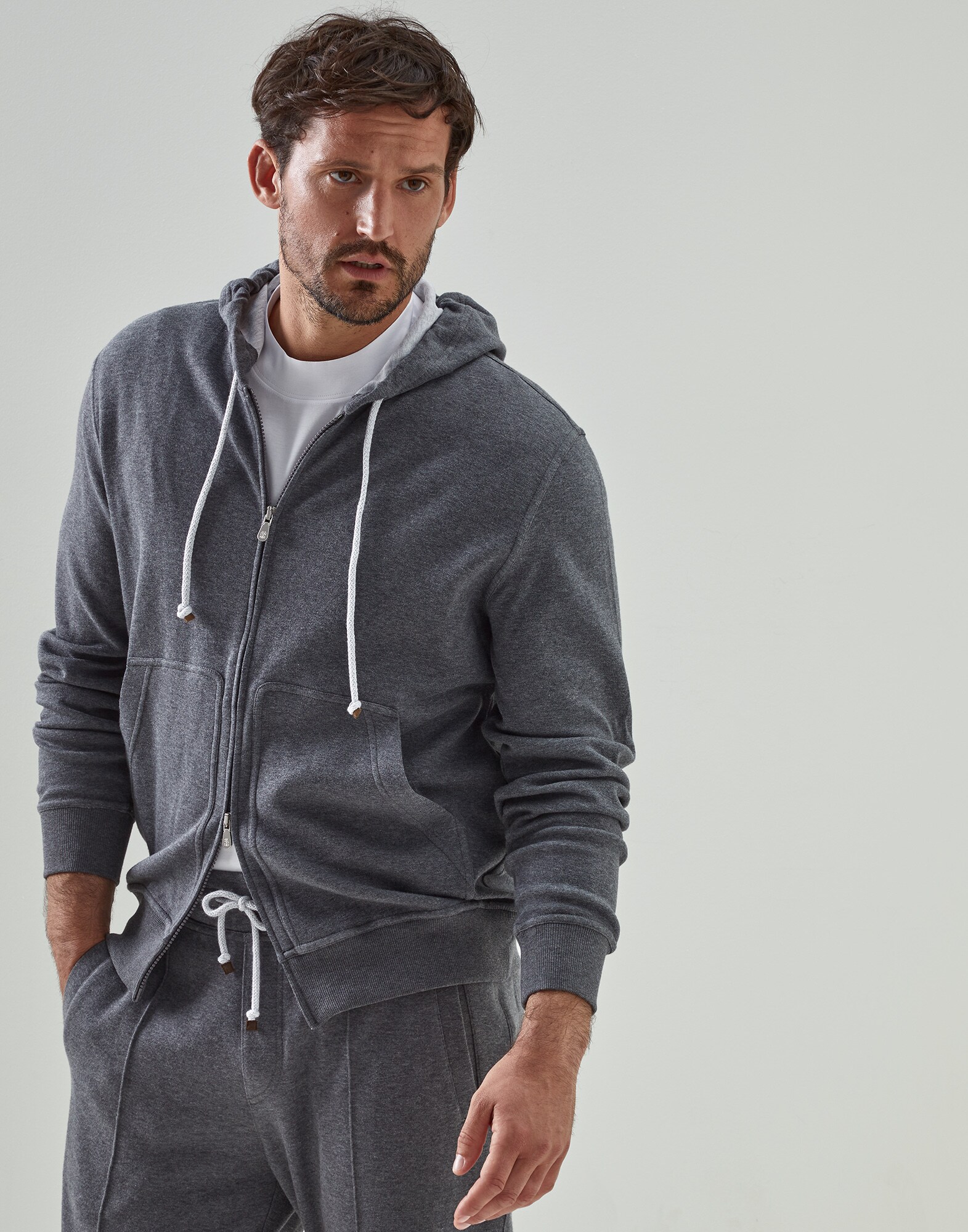 Topwear in interlock Piombo Uomo - Brunello Cucinelli