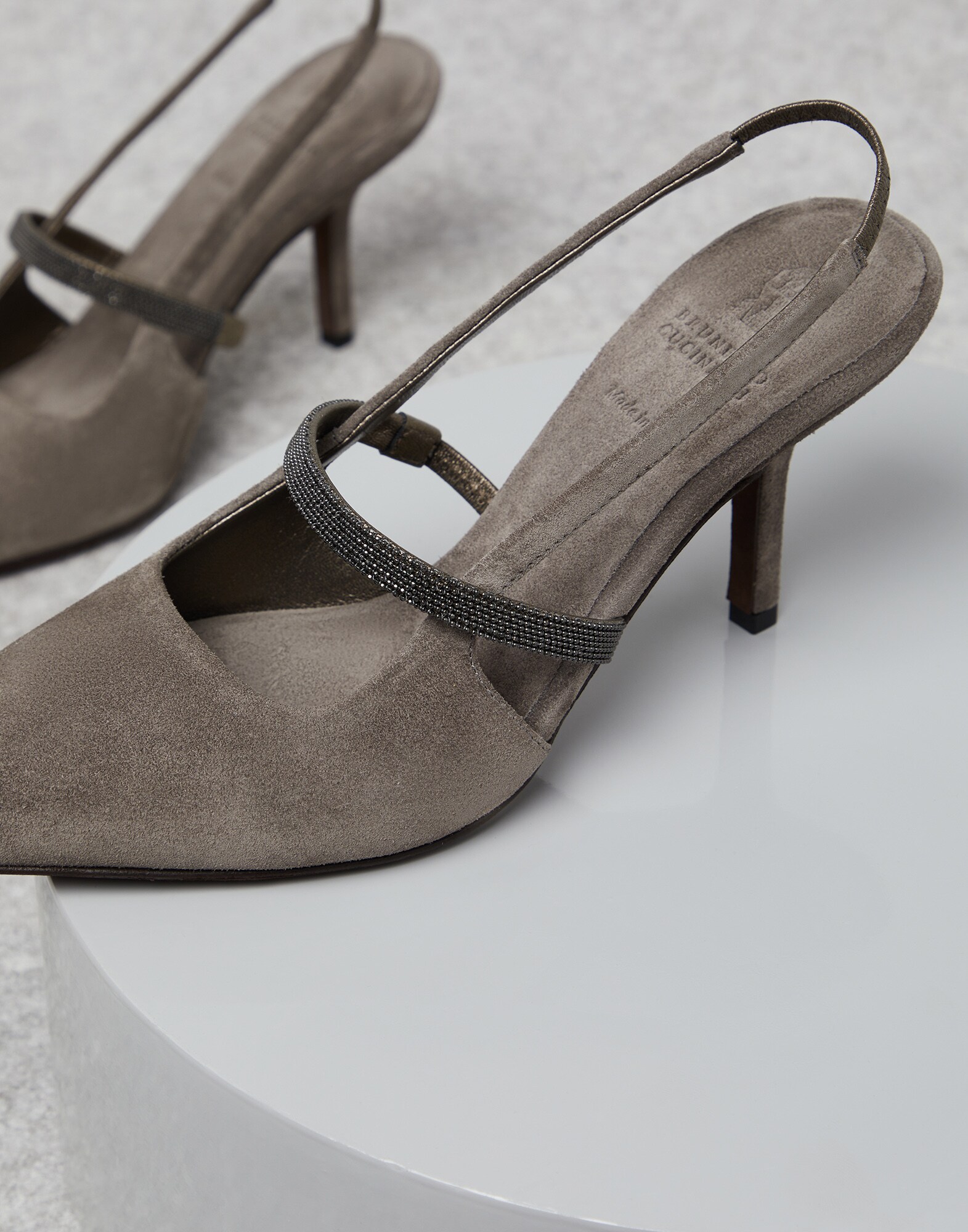 Zapatos de tacón en piel de ante Avellana Mujer - Brunello Cucinelli