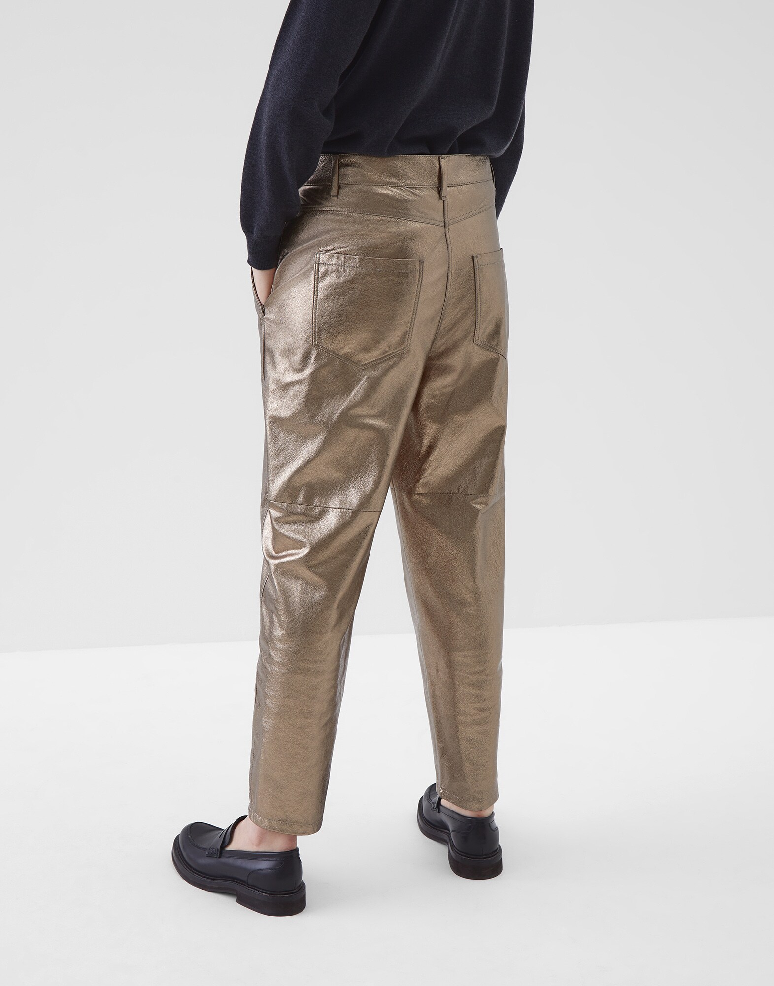 Leather Trousers Gold Woman 1 - Brunello Cucinelli