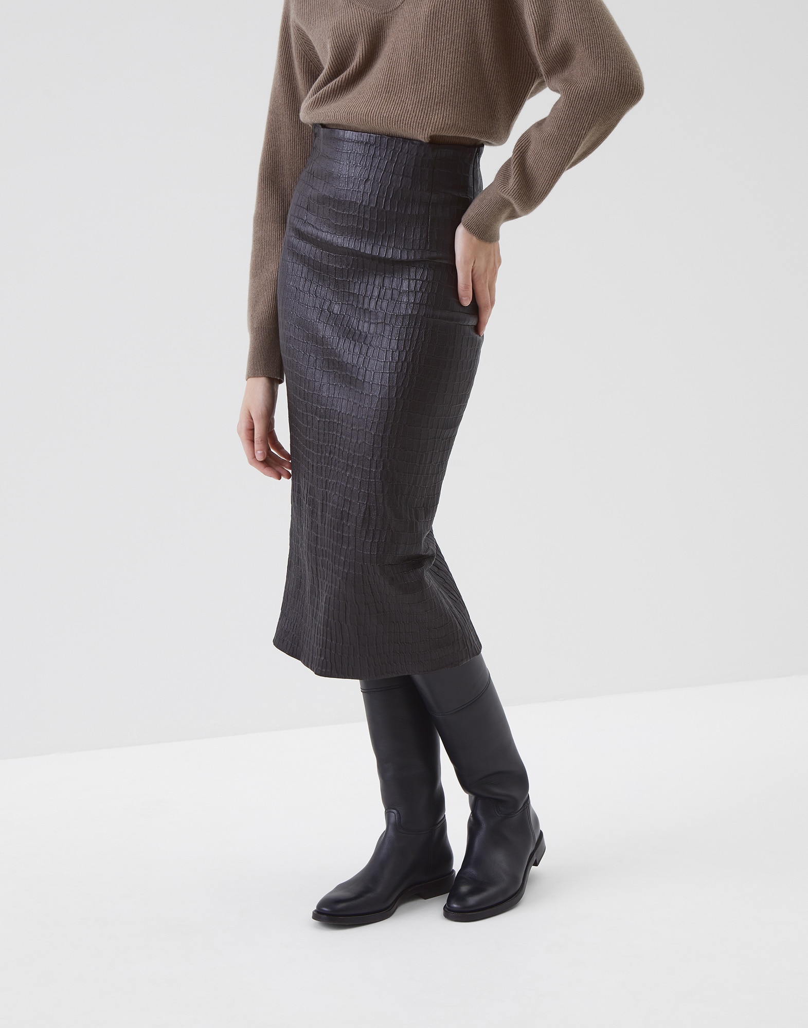 Midi Skirt Rust Brown Woman 0 - Brunello Cucinelli