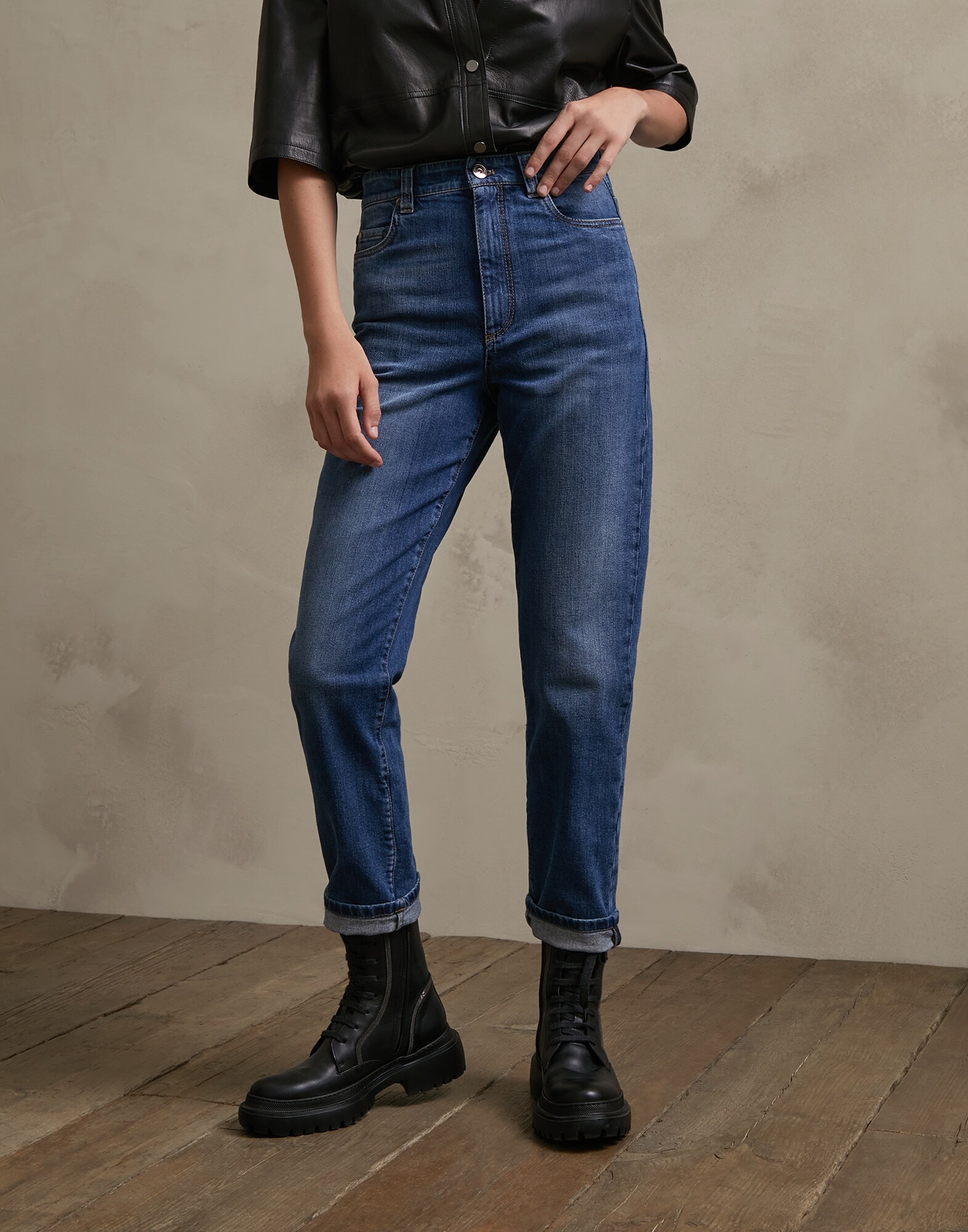 Comfort denim trousers Medium Denim Woman - Brunello Cucinelli