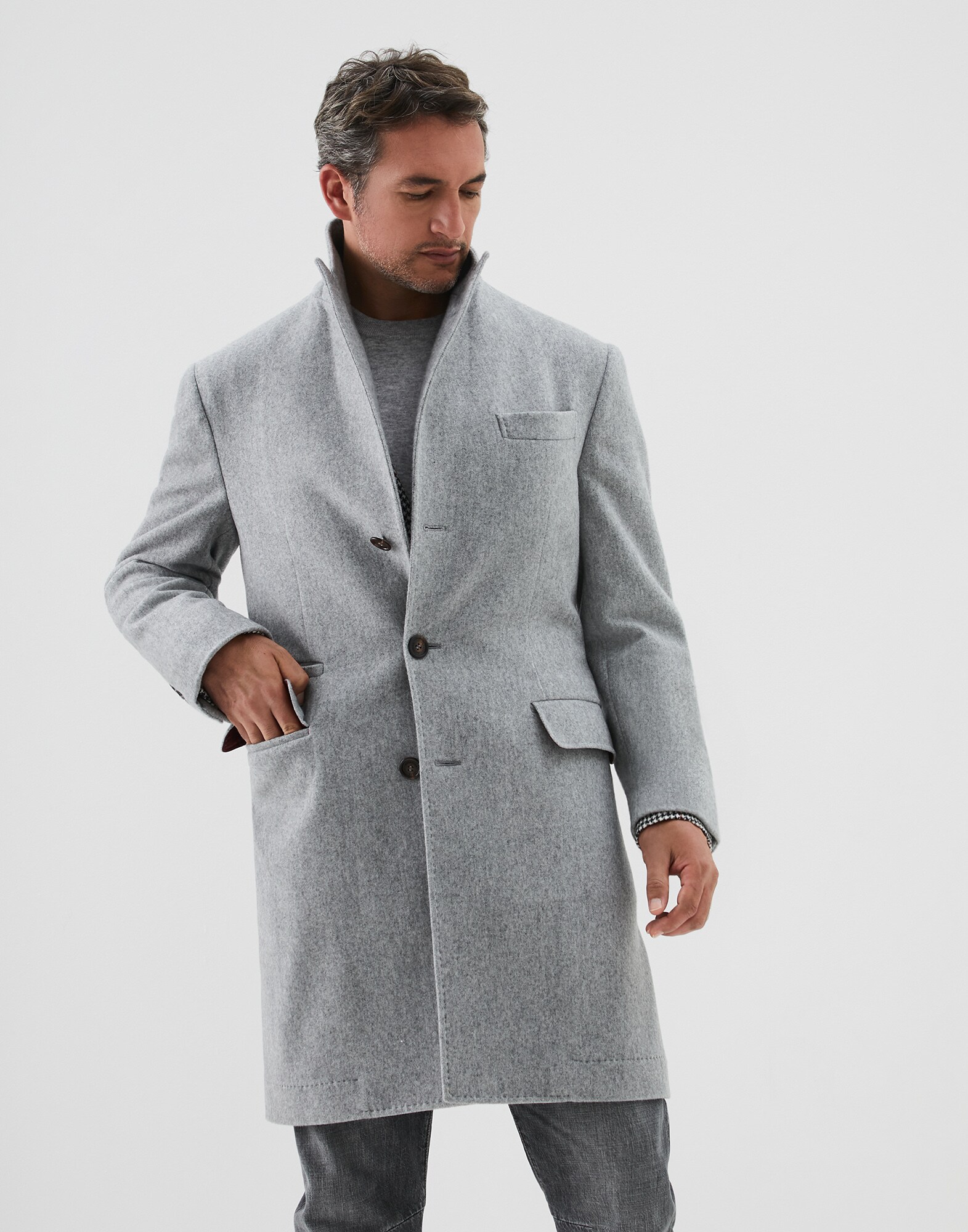 ウィンターコート パールグレー メンズ 1 - Brunello Cucinelli