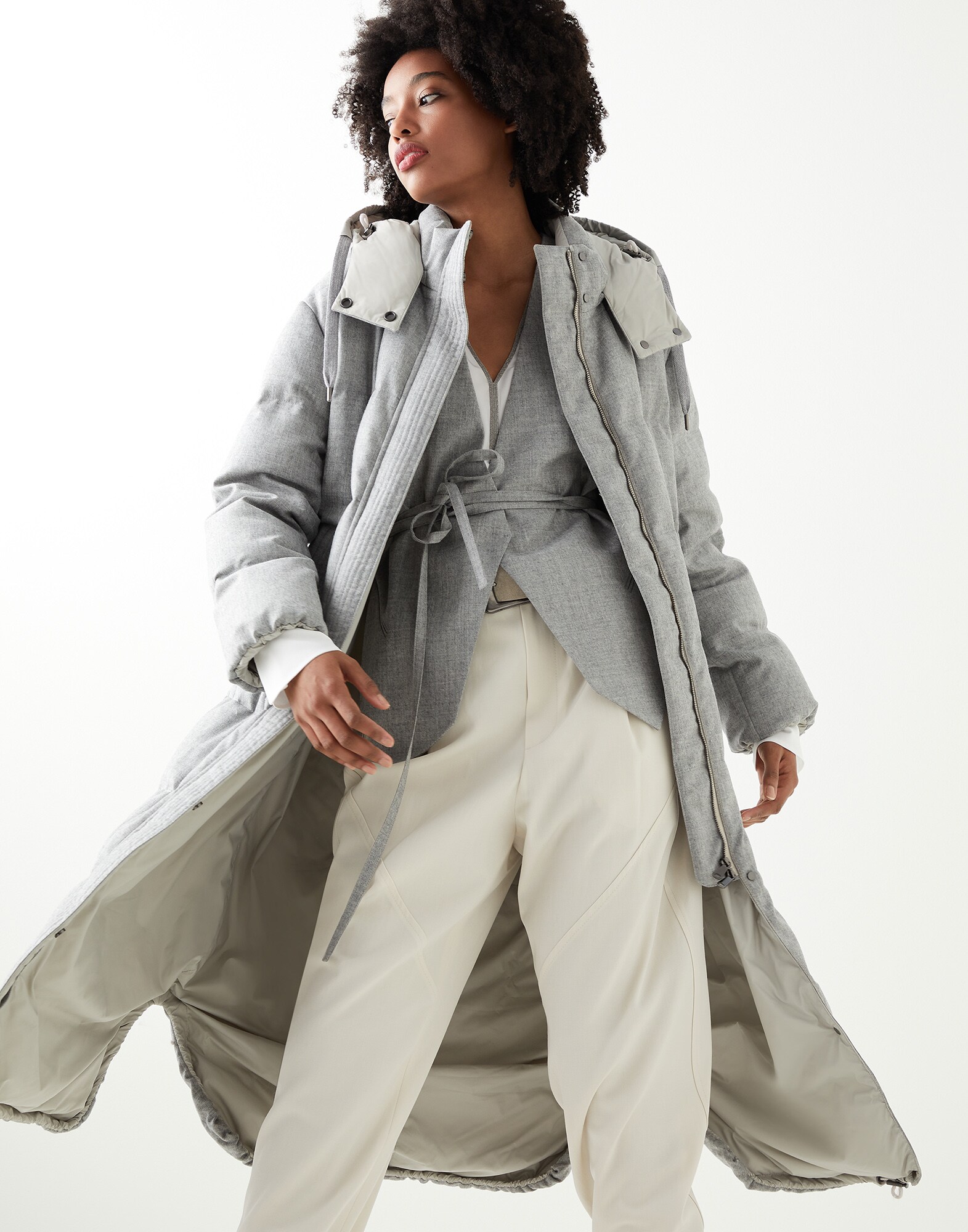 Down coat Light Grey Woman - Brunello Cucinelli