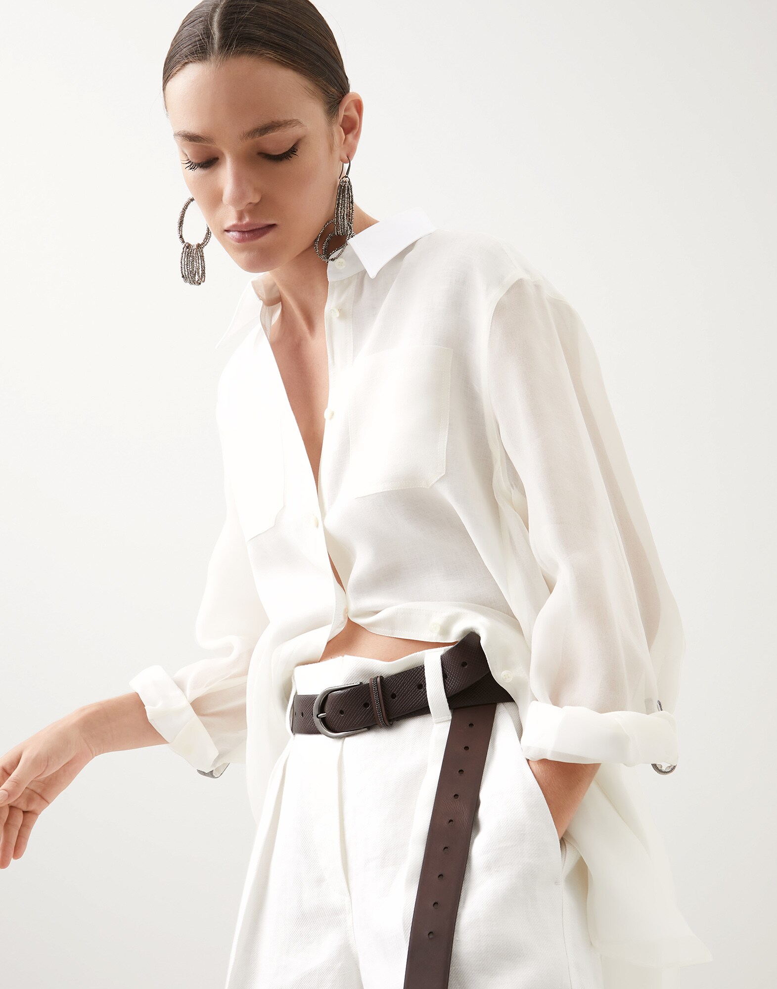 Chemise en soie Vanille Femme - Brunello Cucinelli