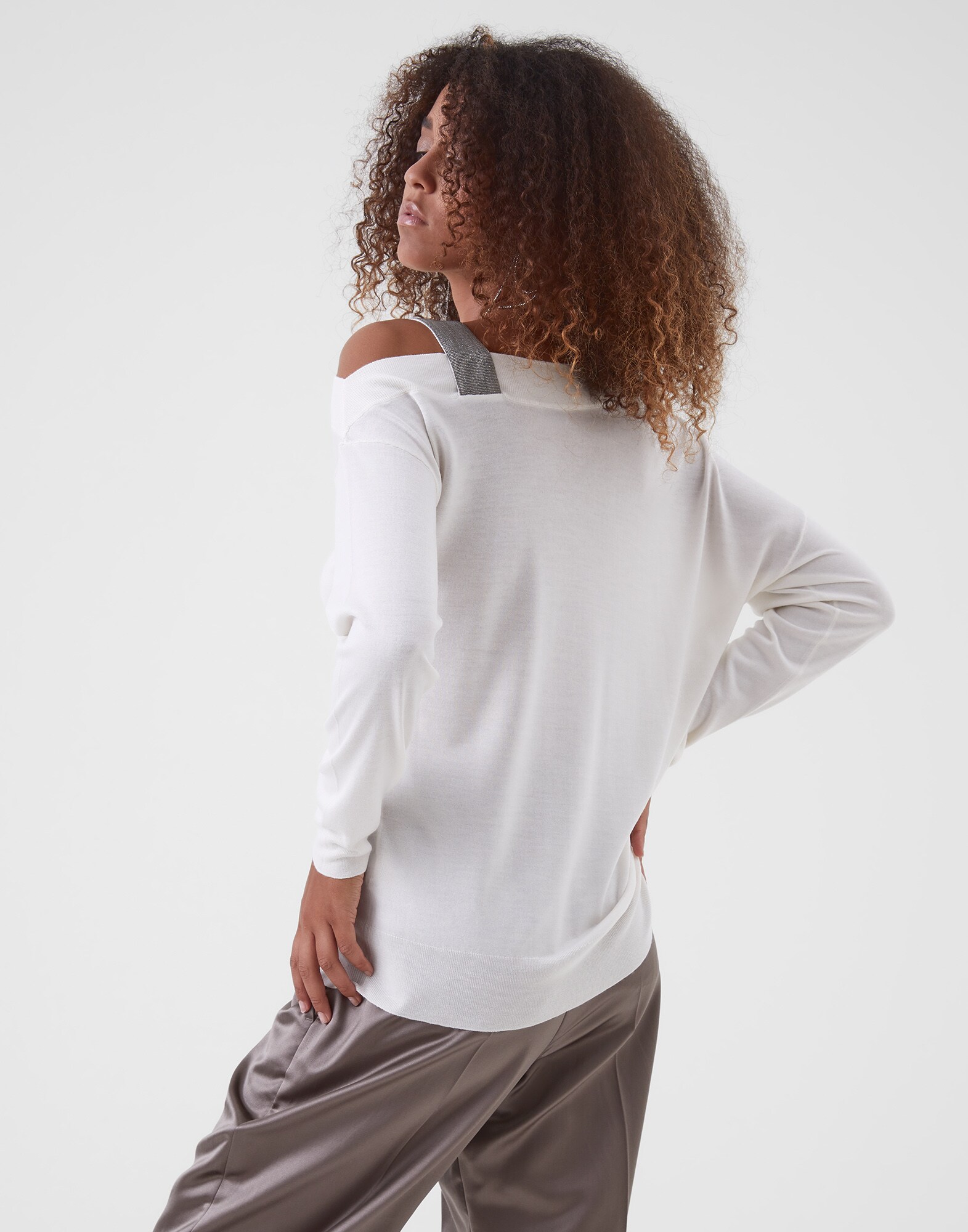 Scoop Neck White Woman 2 - Brunello Cucinelli