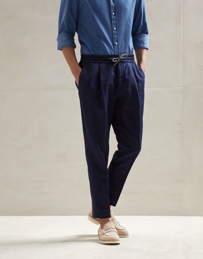 Gabardine garment dyed trousers Blue Man - Brunello Cucinelli 