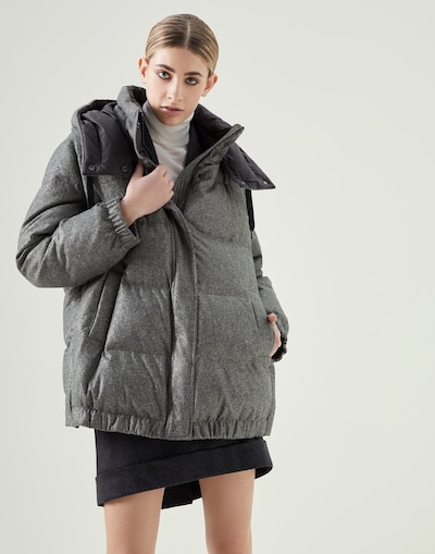 Down jacket with hood Silver Woman -
                        Brunello Cucinelli
                    