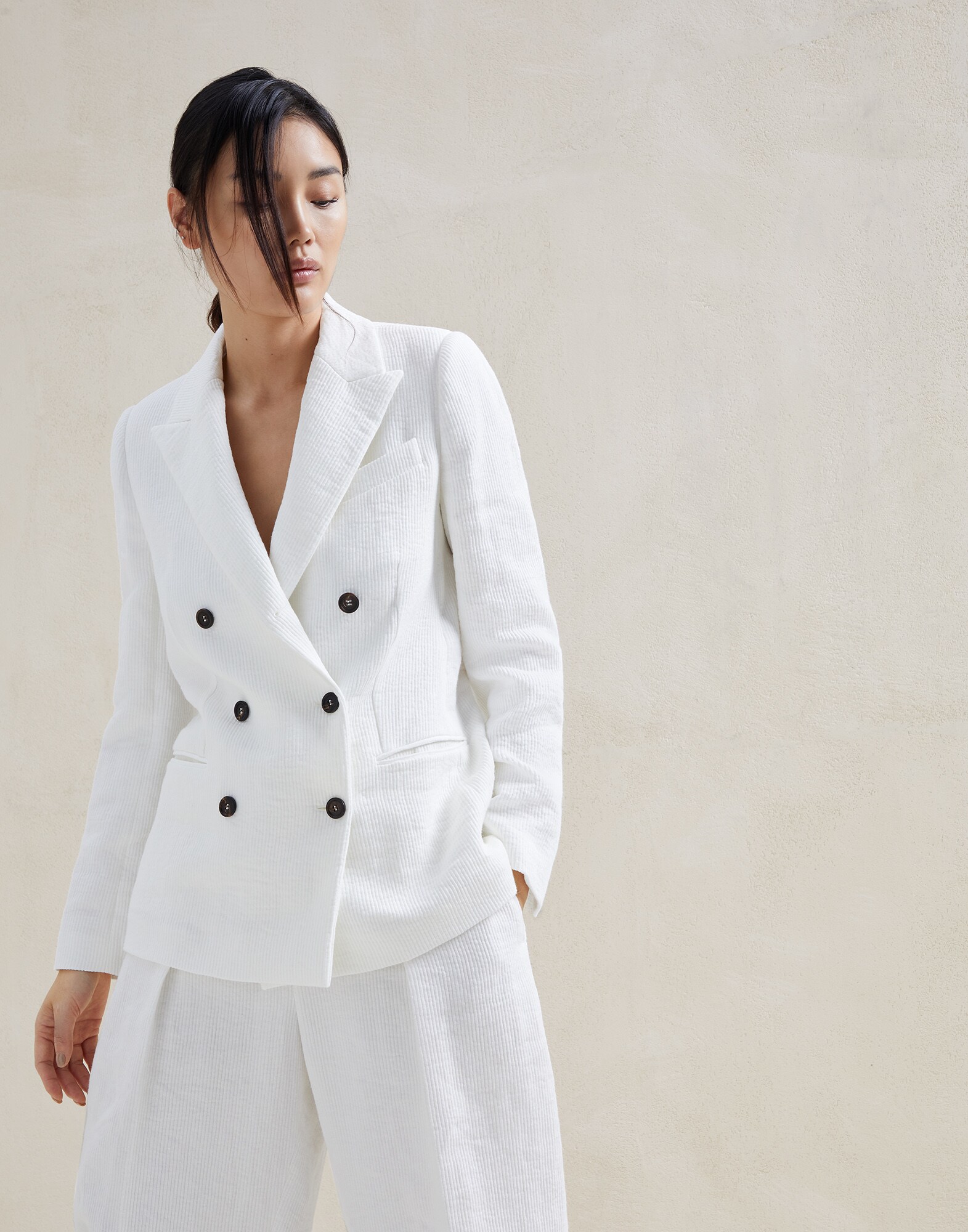 Linen and cotton blazer White Woman - Brunello Cucinelli