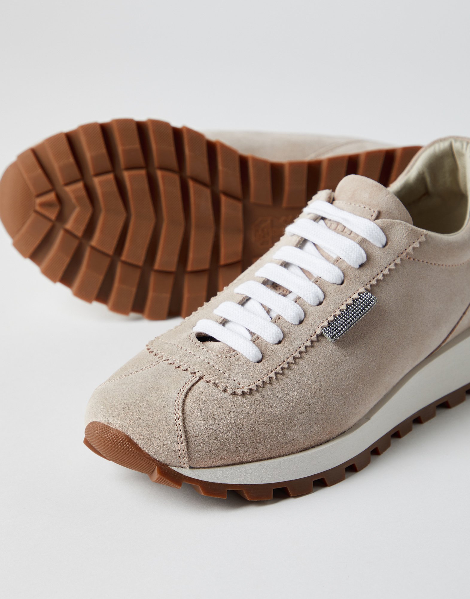 Chaussures de running en daim Poudre Femme - Brunello Cucinelli