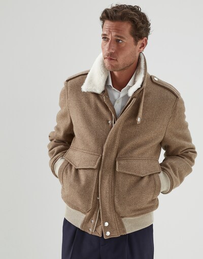 Blouson aviateur avec garnissage Marron Homme - Brunello Cucinelli