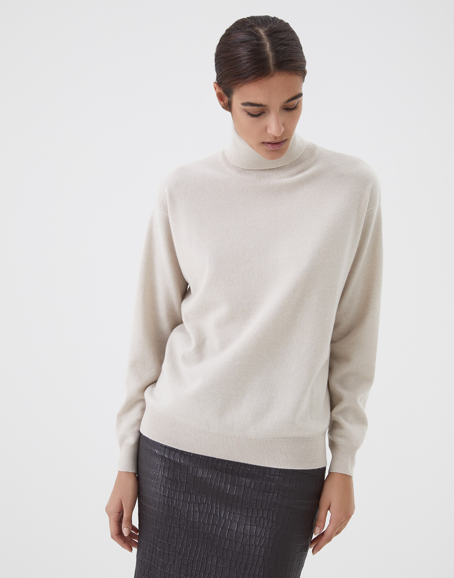 Pullover mit Stehkragen Beige Damen 0 - Brunello Cucinelli
