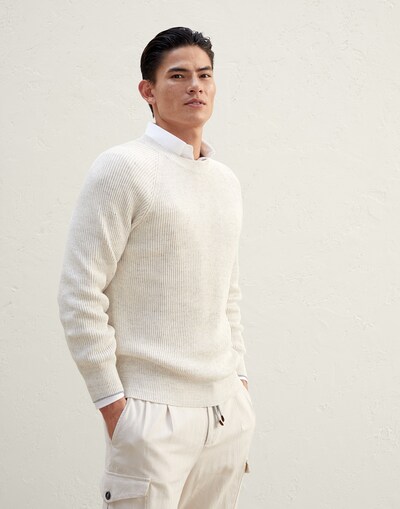 Cotton and linen mélange sweater White Man -
                        Brunello Cucinelli
                    