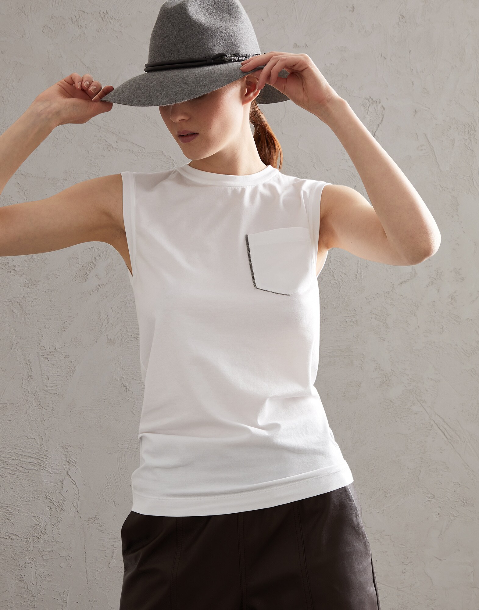 Haut en Jersey Blanc Femme - Brunello Cucinelli