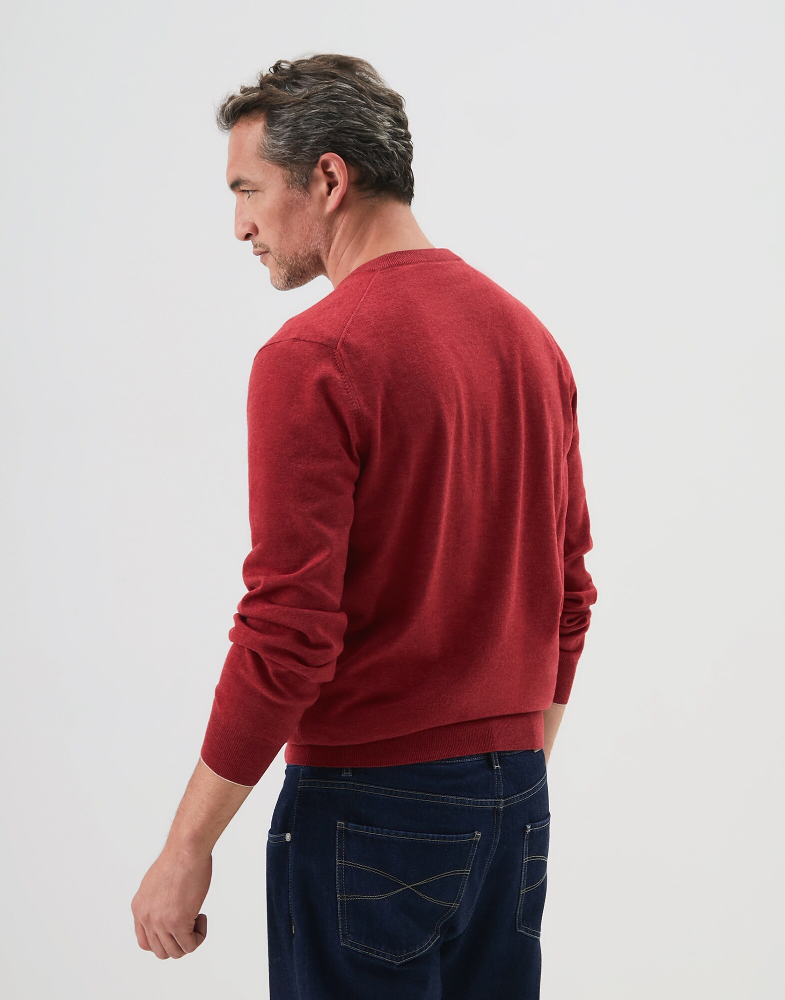 Pullover mit V-Ausschnitt Tomate Herren 2 - Brunello Cucinelli
