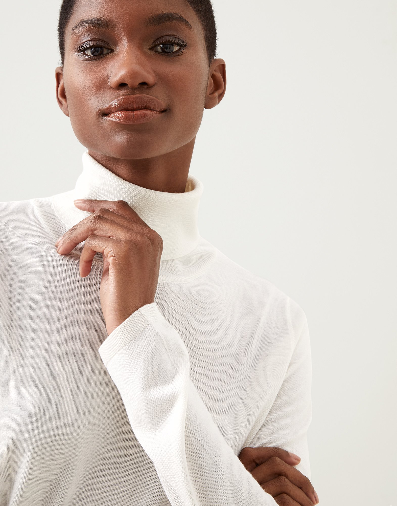 Cashmere and silk sweater White Woman - Brunello Cucinelli