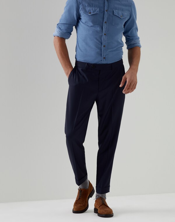 Formal fit trousers Navy Blue Man - Brunello Cucinelli 