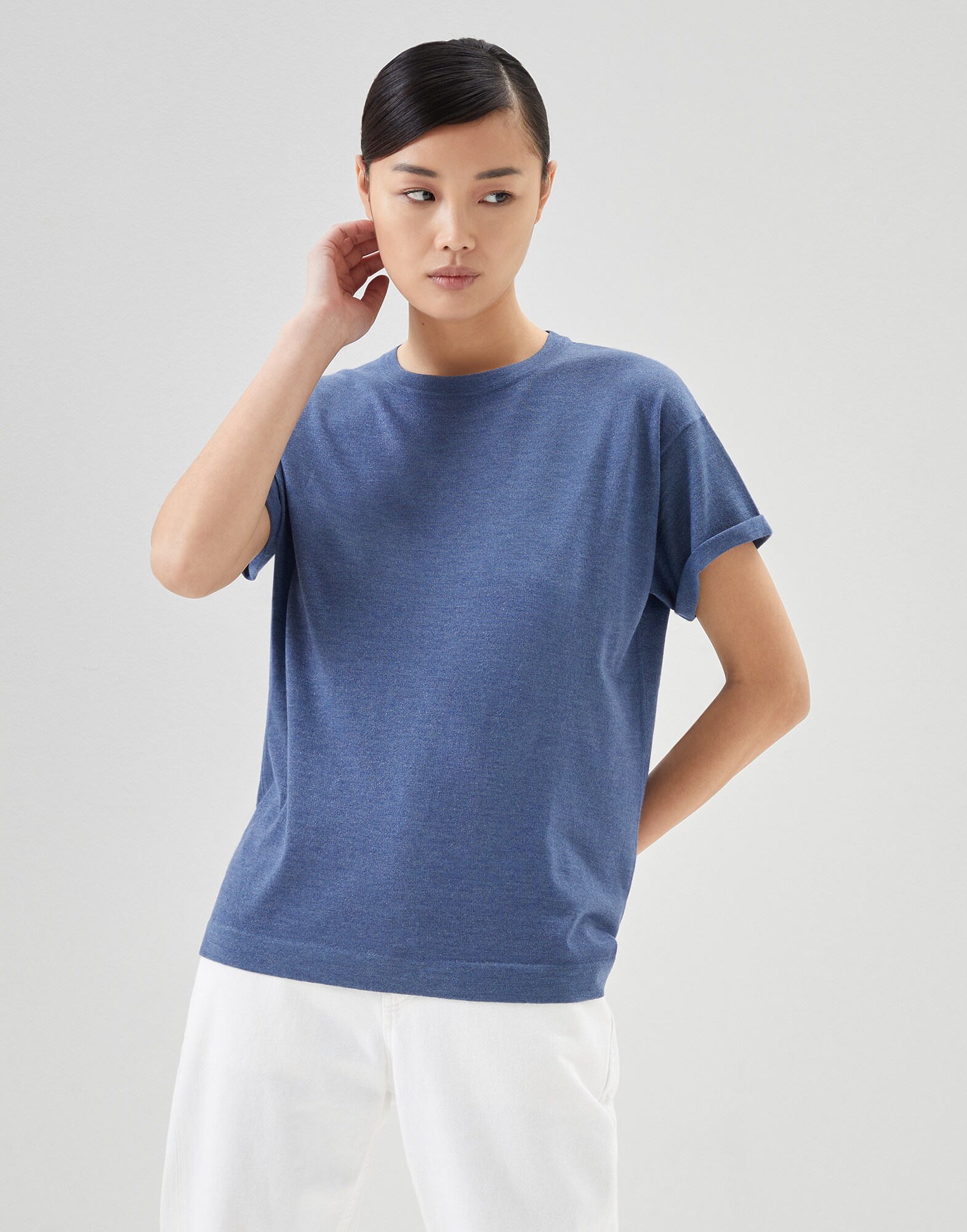 Jersey ligero Azul Oxford Mujer - Brunello Cucinelli