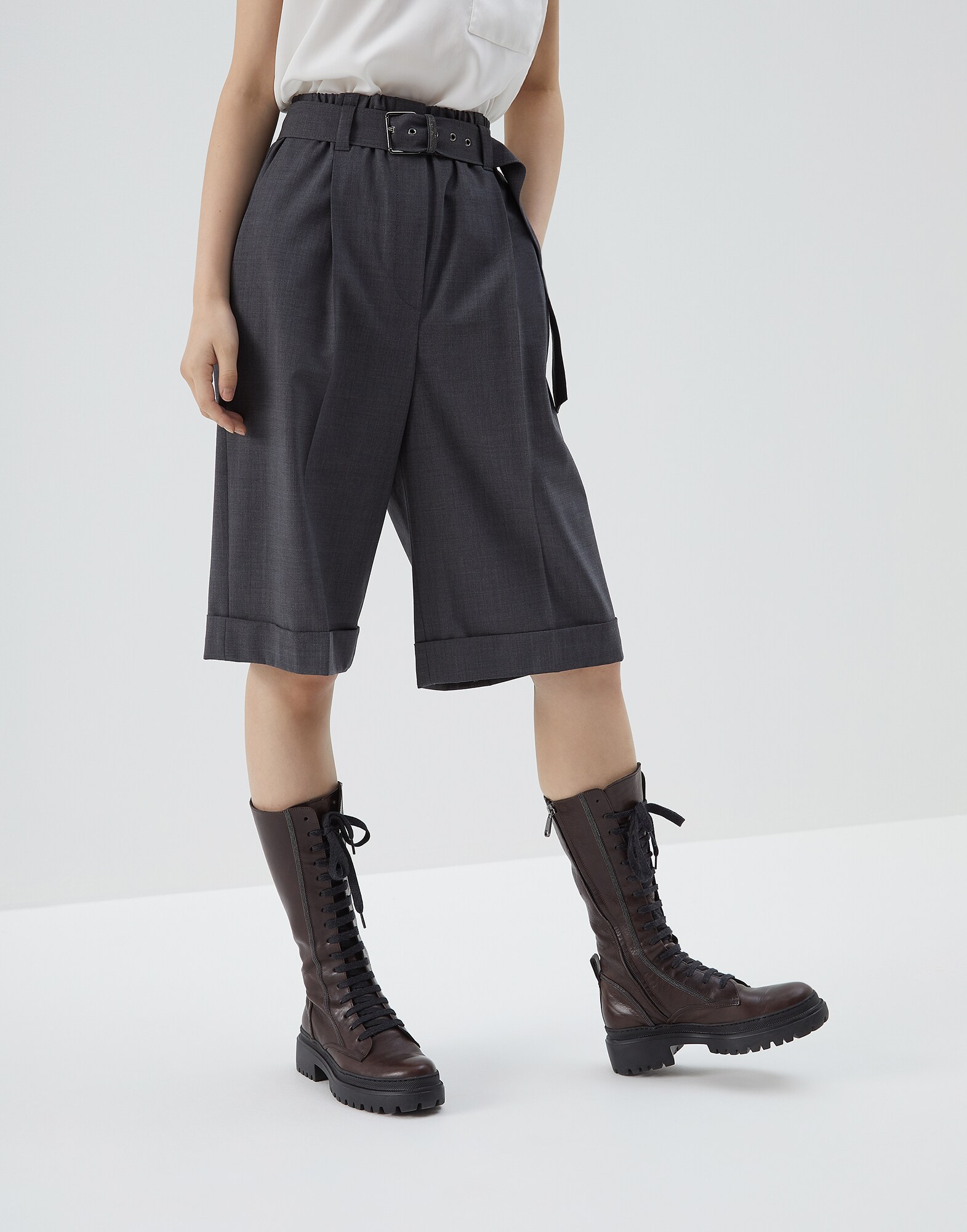 Bermuda Shorts Lignite Woman 1 - Brunello Cucinelli