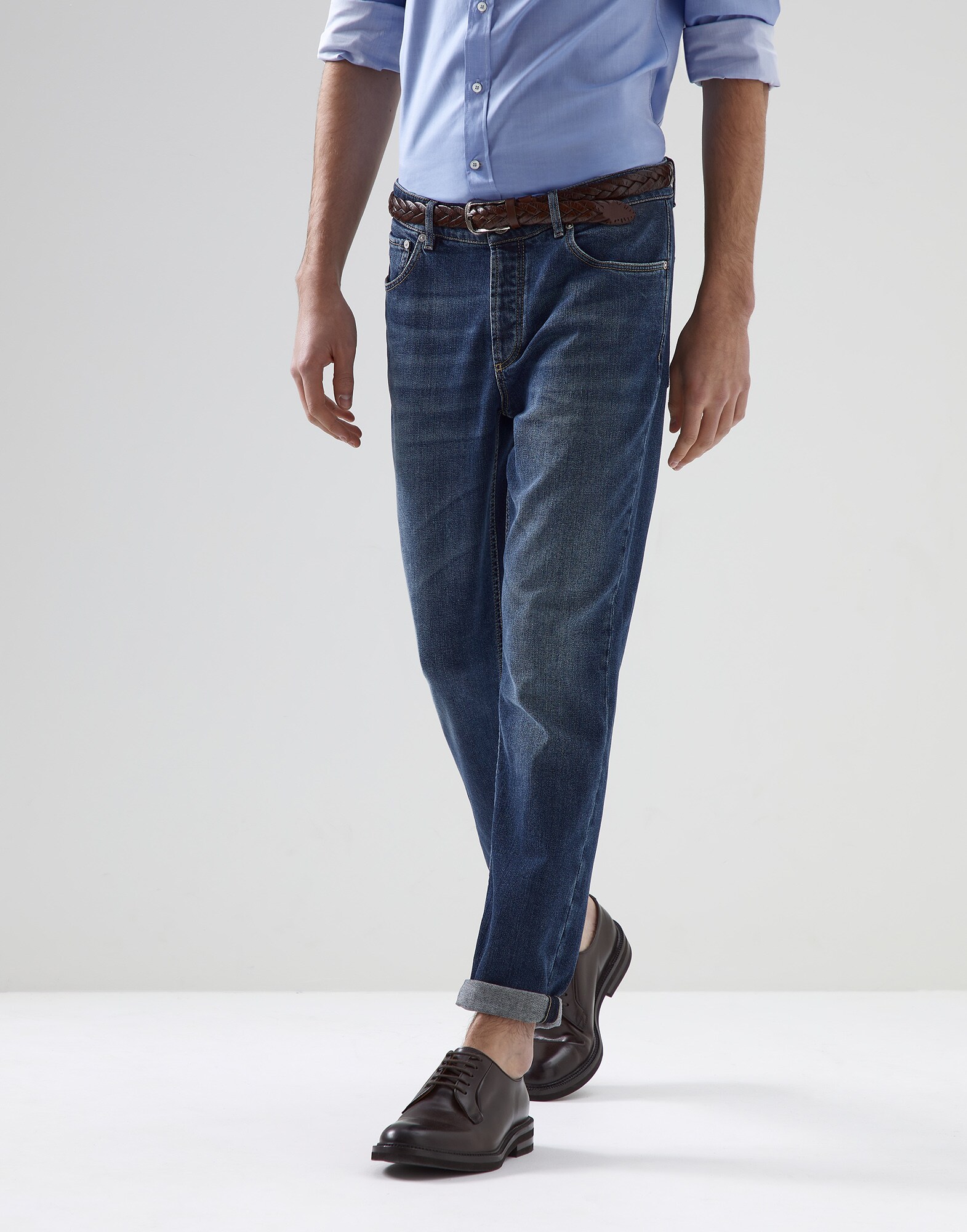 Five-Pocket-Hose in Traditional Fit Dunkles Jeansblau Herren - Brunello Cucinelli