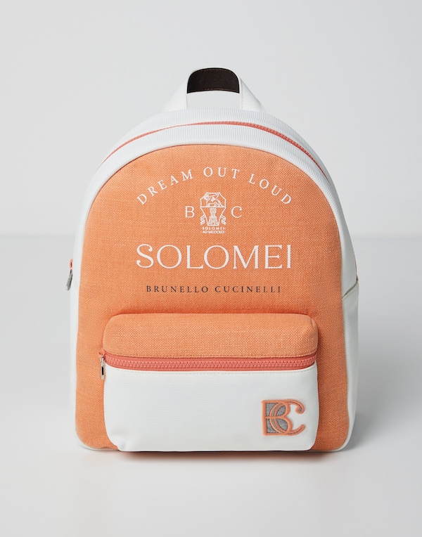 Backpack with BC Badge Orange Boy - Brunello Cucinelli