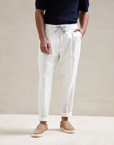 Leisure fit trousers with pleats Panama Man - Brunello Cucinelli 