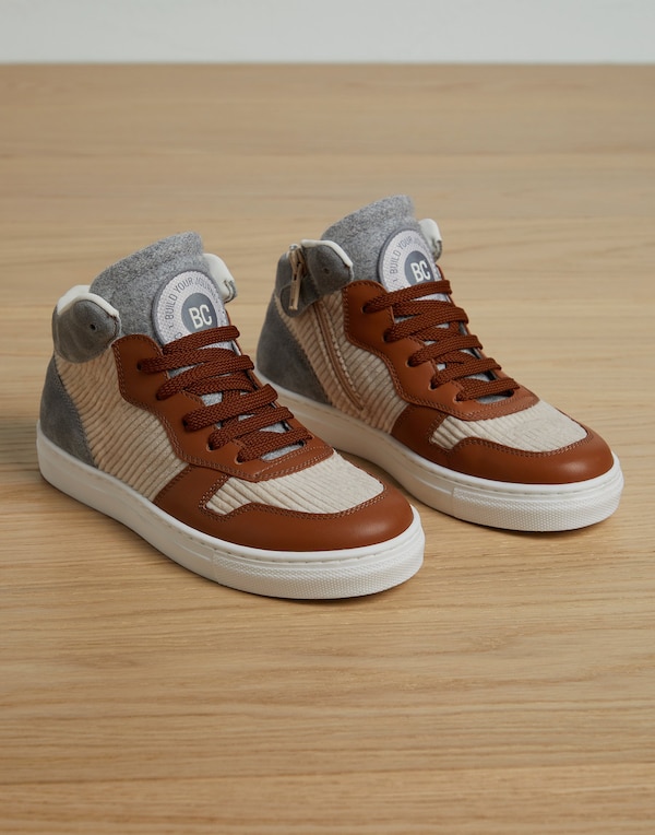 Calfskin sneakers Cognac Boy - Brunello Cucinelli 