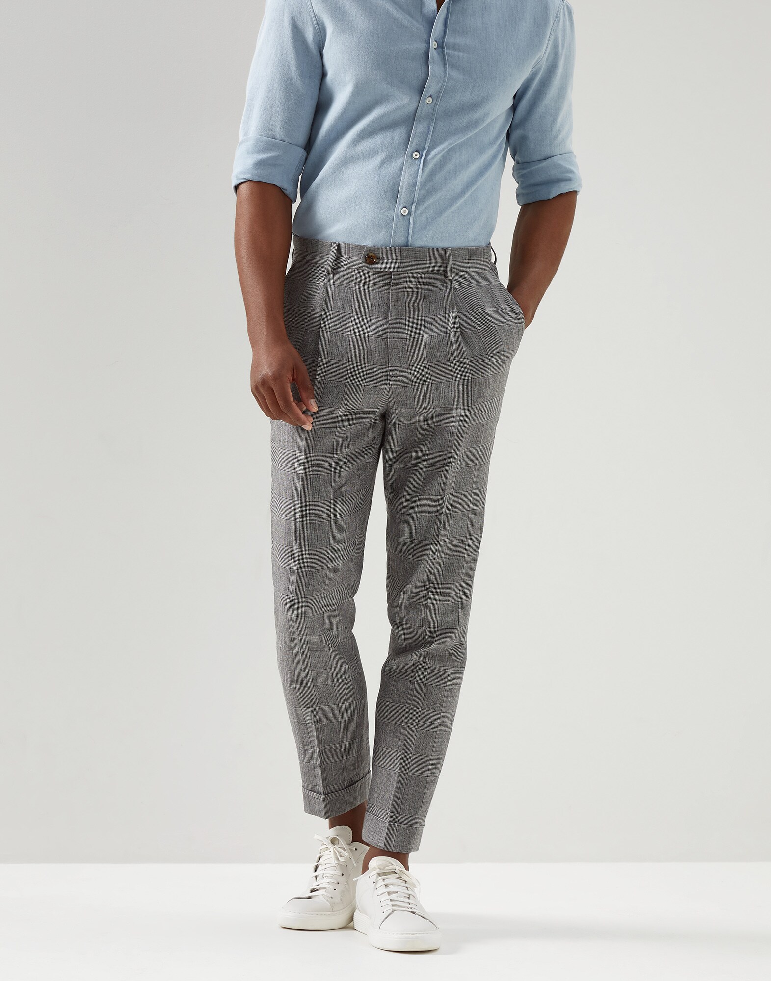 Hose in Prince-of-Wales-Karo Grau Herren - Brunello Cucinelli
