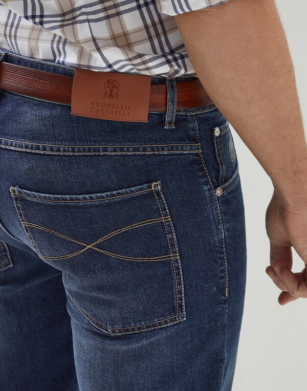 Pantalón cinco bolsillos corte ajustado Denim Oscuro Hombre - Brunello Cucinelli 