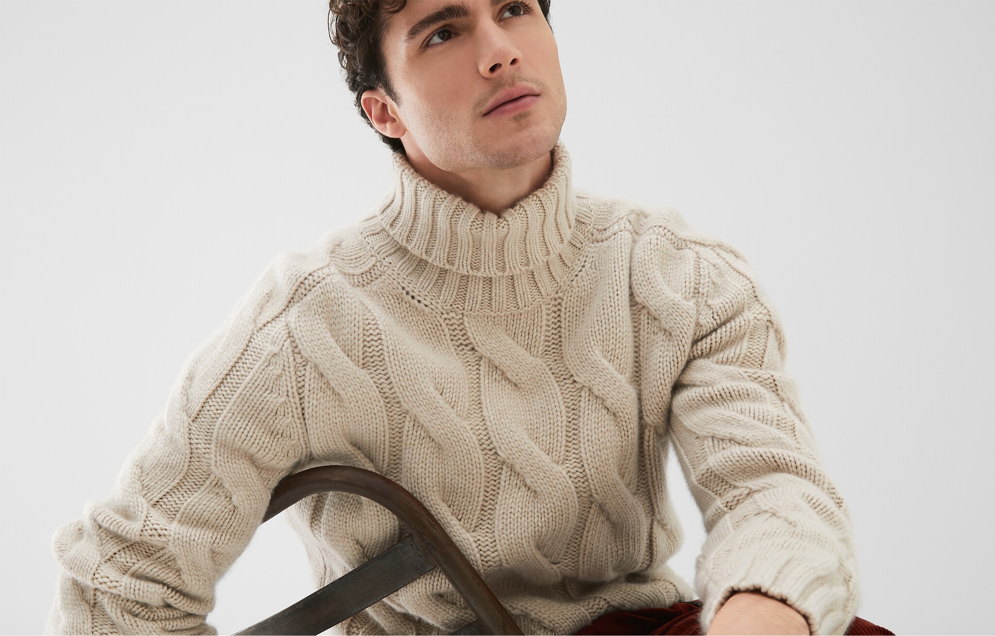 Pull Col Haut Sable Homme 5 - Brunello Cucinelli