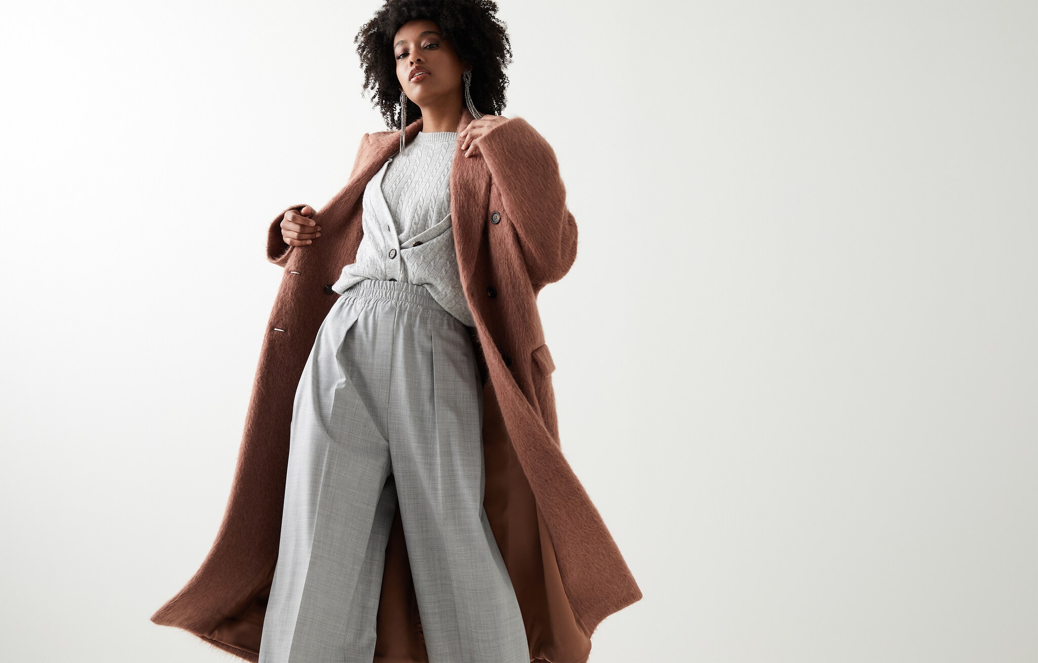 Mantel aus Alpaka und Wolle Rostrot Damen - Brunello Cucinelli