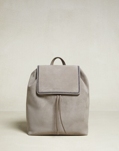 Suede backpack Dove Grey Woman - Brunello Cucinelli 