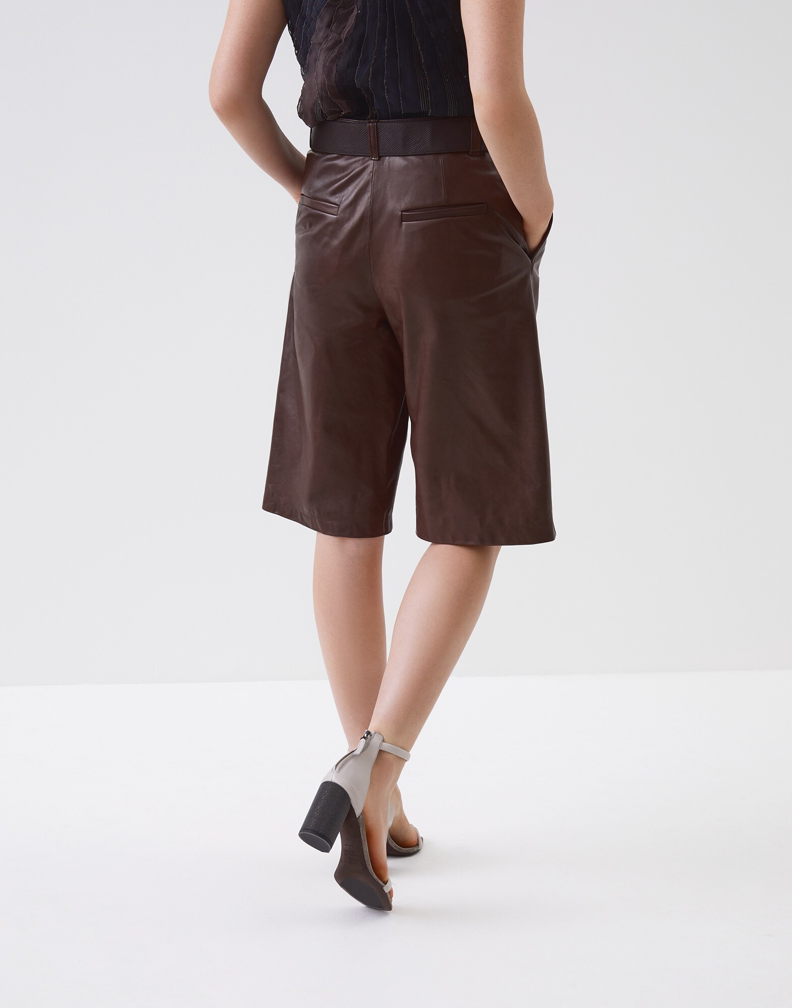 Leather Trousers Mustang Woman 1 - Brunello Cucinelli