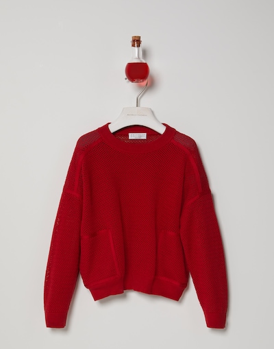 Pullover aus Baumwolle Rot Mädchen - Brunello Cucinelli 