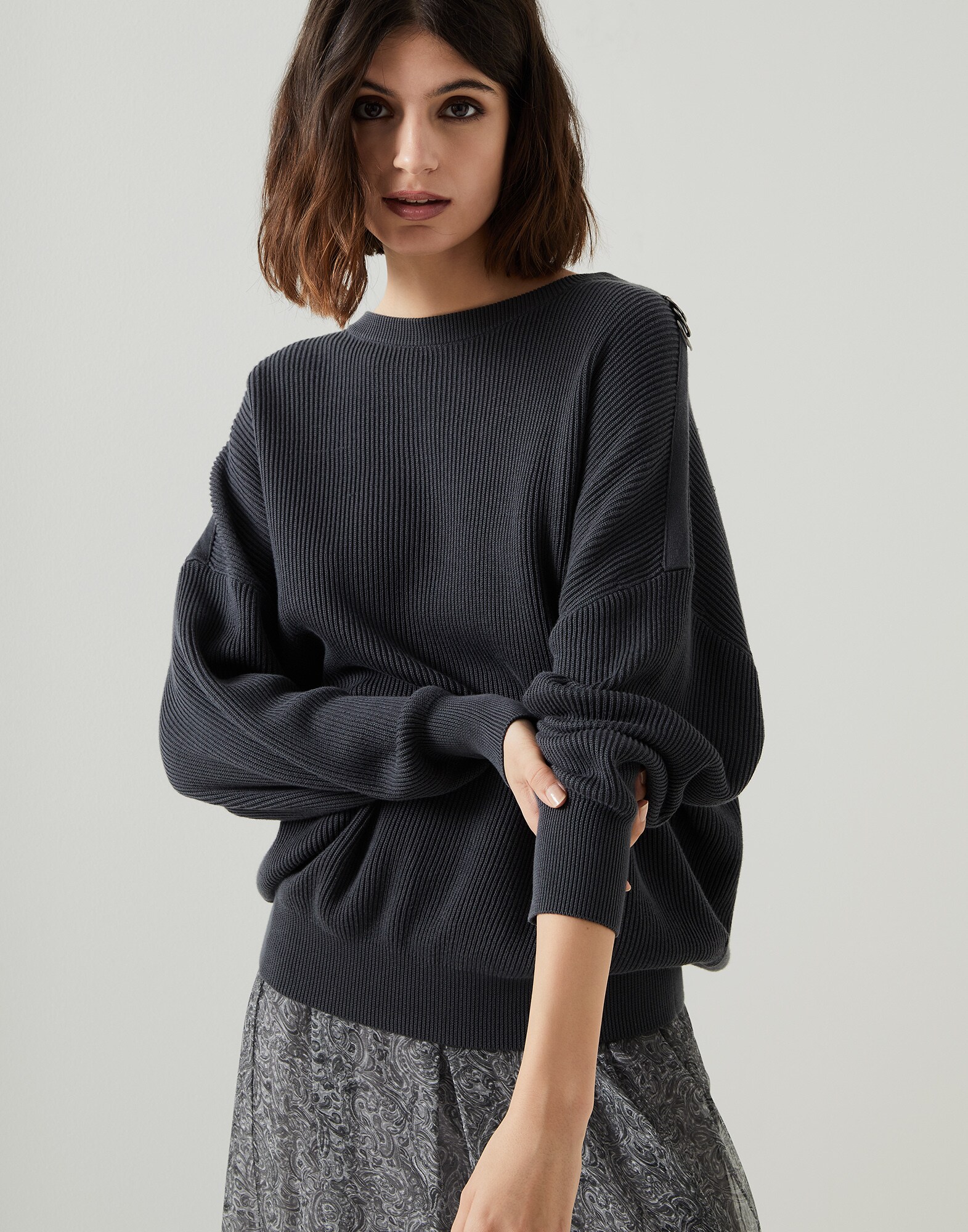 Jersey de algodón Pizarra Mujer - Brunello Cucinelli