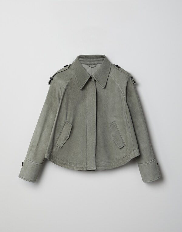 Куртка из замши Бутылочно-зеленый Девочки - Brunello Cucinelli