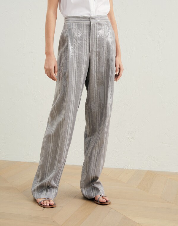 Trousers with embroidery Grey Woman - Brunello Cucinelli