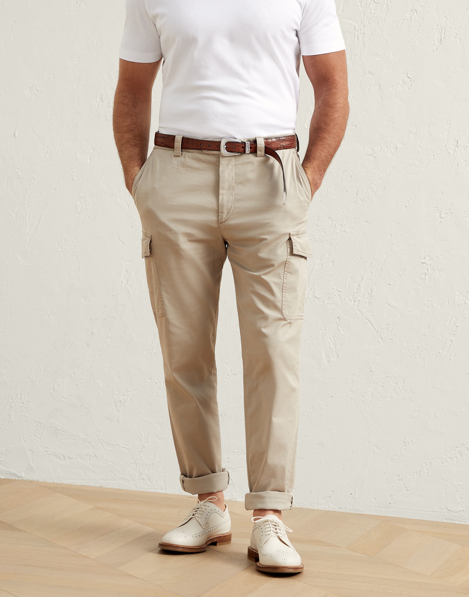 Gabardine garment dyed trousers