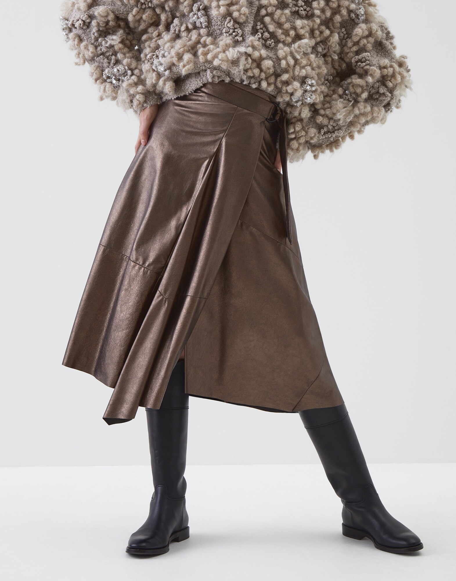Rock aus Veloursleder Bronze Damen - Brunello Cucinelli