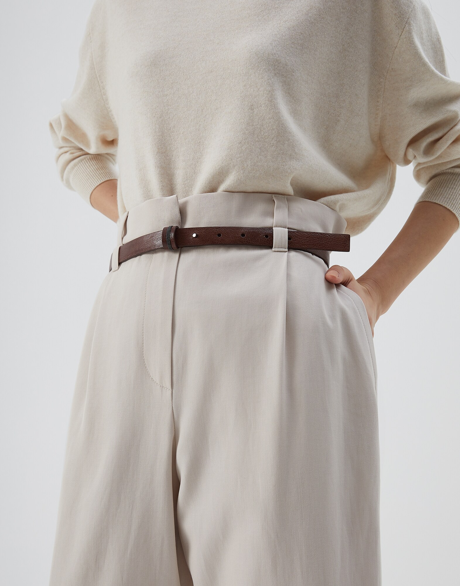 Trousers Milk Woman 2 - Brunello Cucinelli