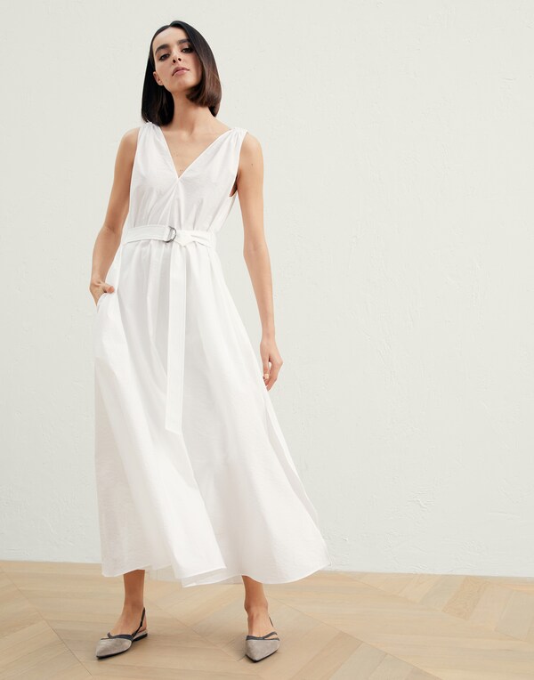 Dress with belt White Woman - Brunello Cucinelli