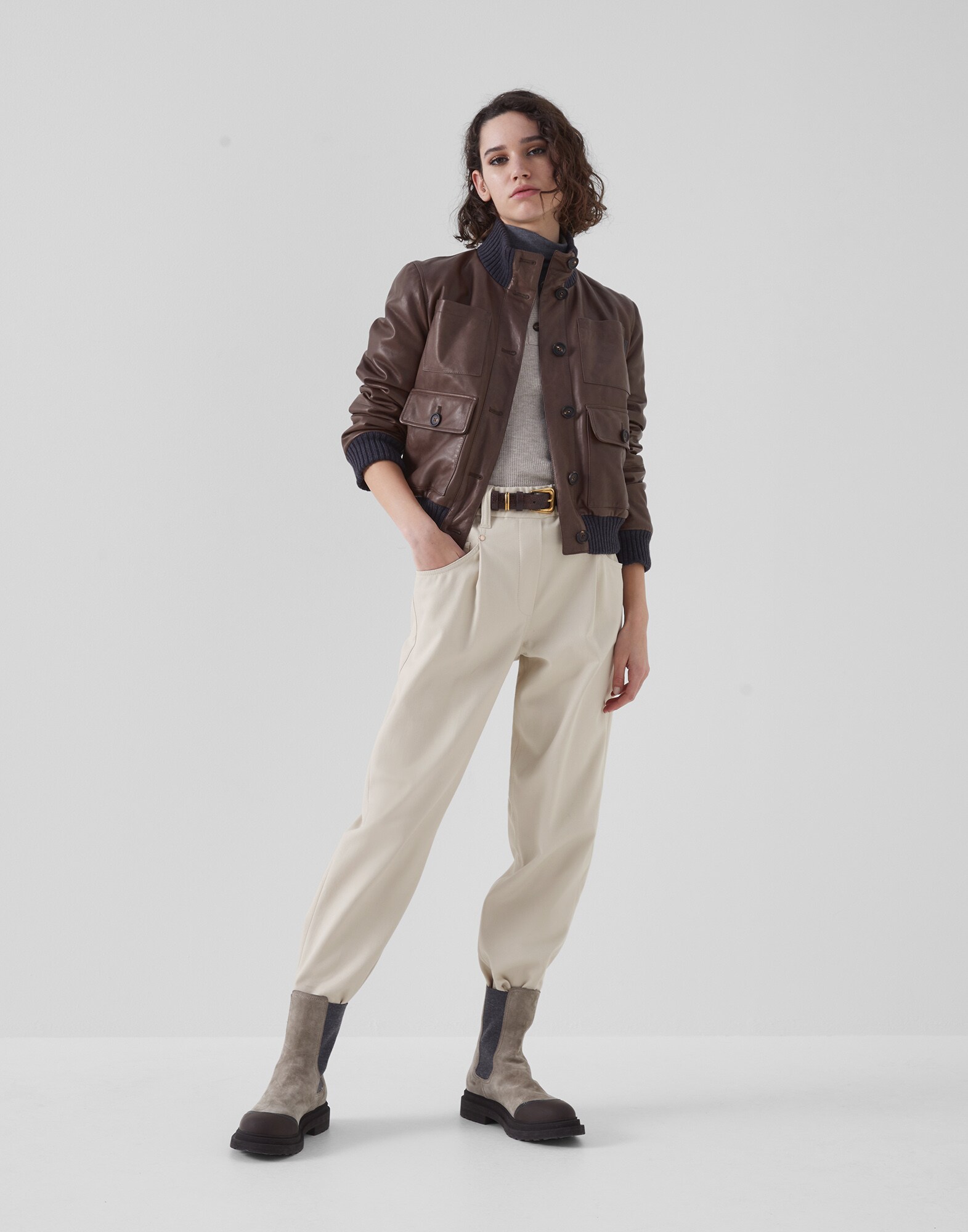 Baggy-Pants Creme Damen -
Brunello Cucinelli