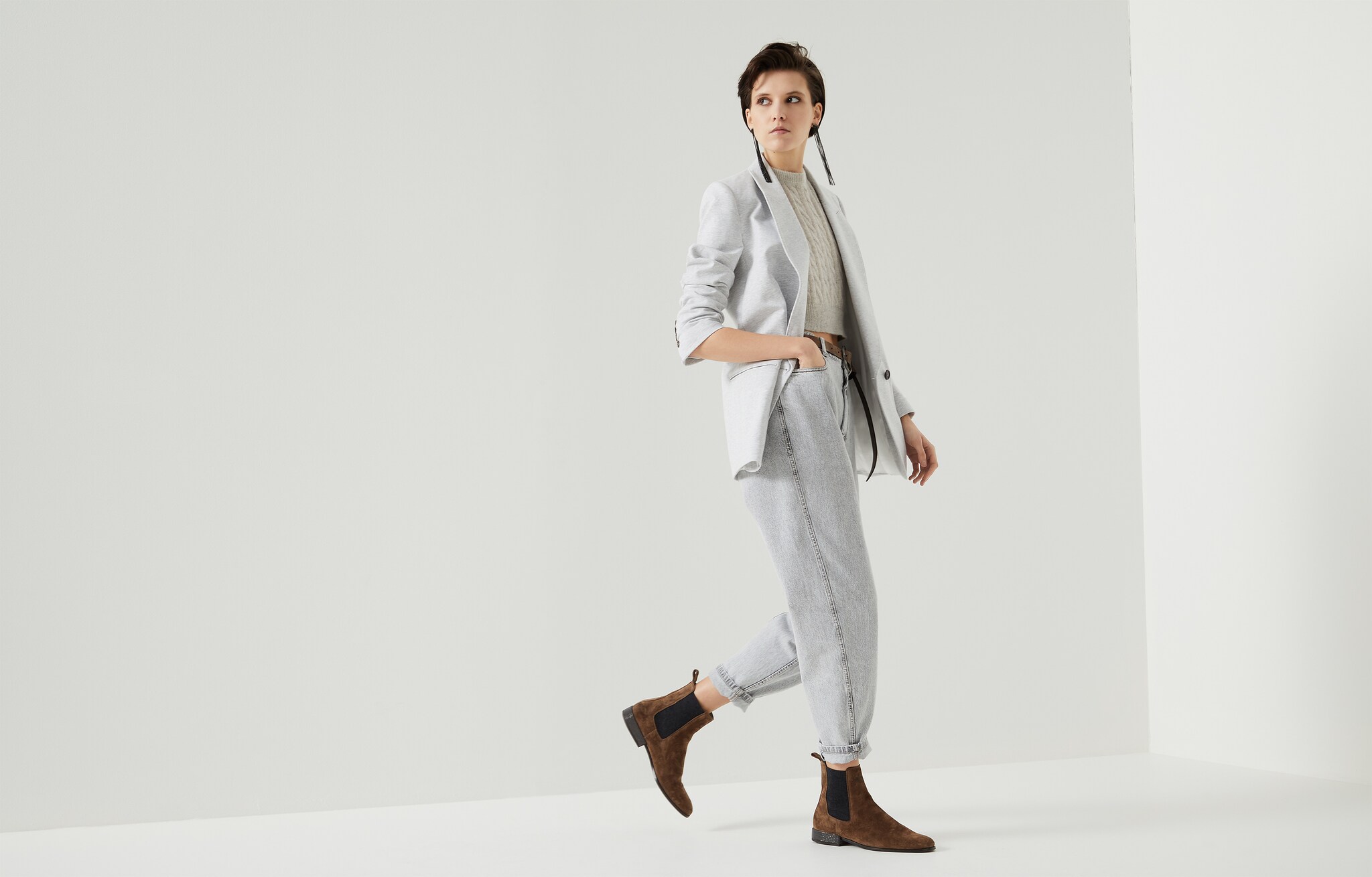 Pantalón de denim Gris Claro Mujer - Brunello Cucinelli