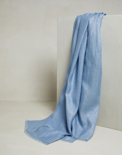 Cashmere and silk scarf Sky Blue Woman - Brunello Cucinelli 