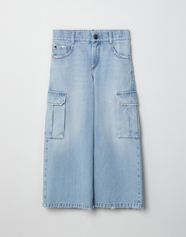 A-line trousers Light Blue Denim Girl - Brunello Cucinelli