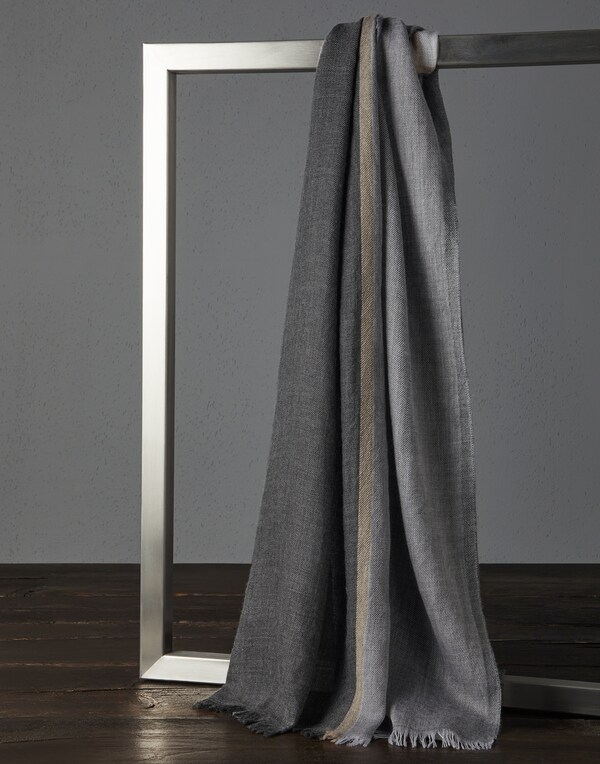 Cashmere and silk scarf Light Grey Man - Brunello Cucinelli 