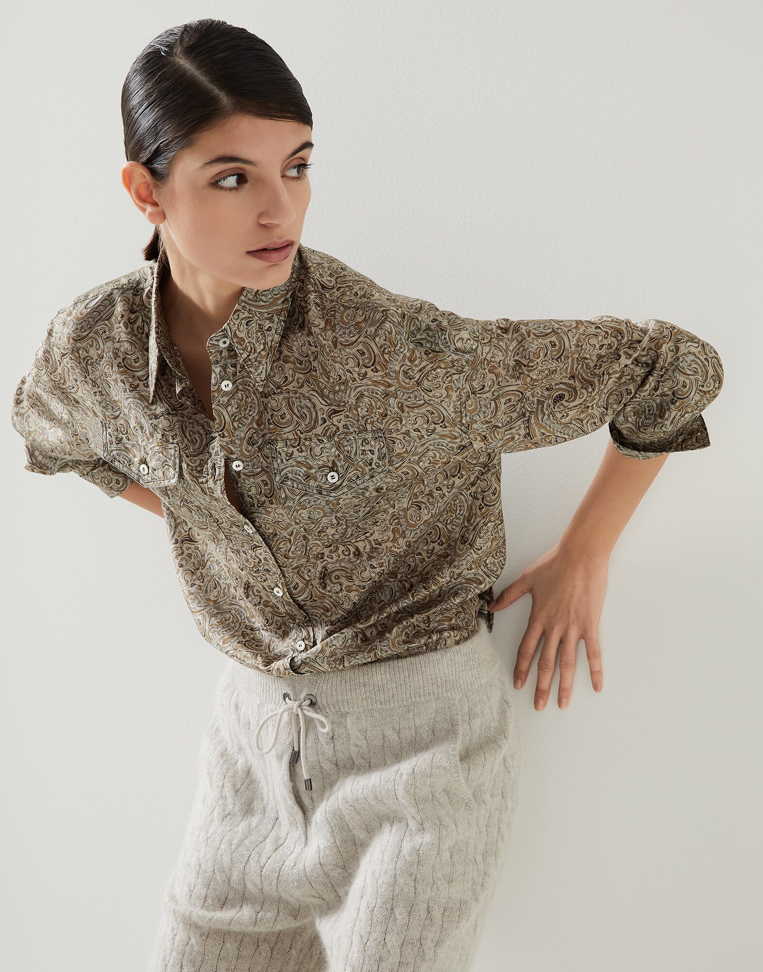 Camicia in seta Beige Donna - Brunello Cucinelli