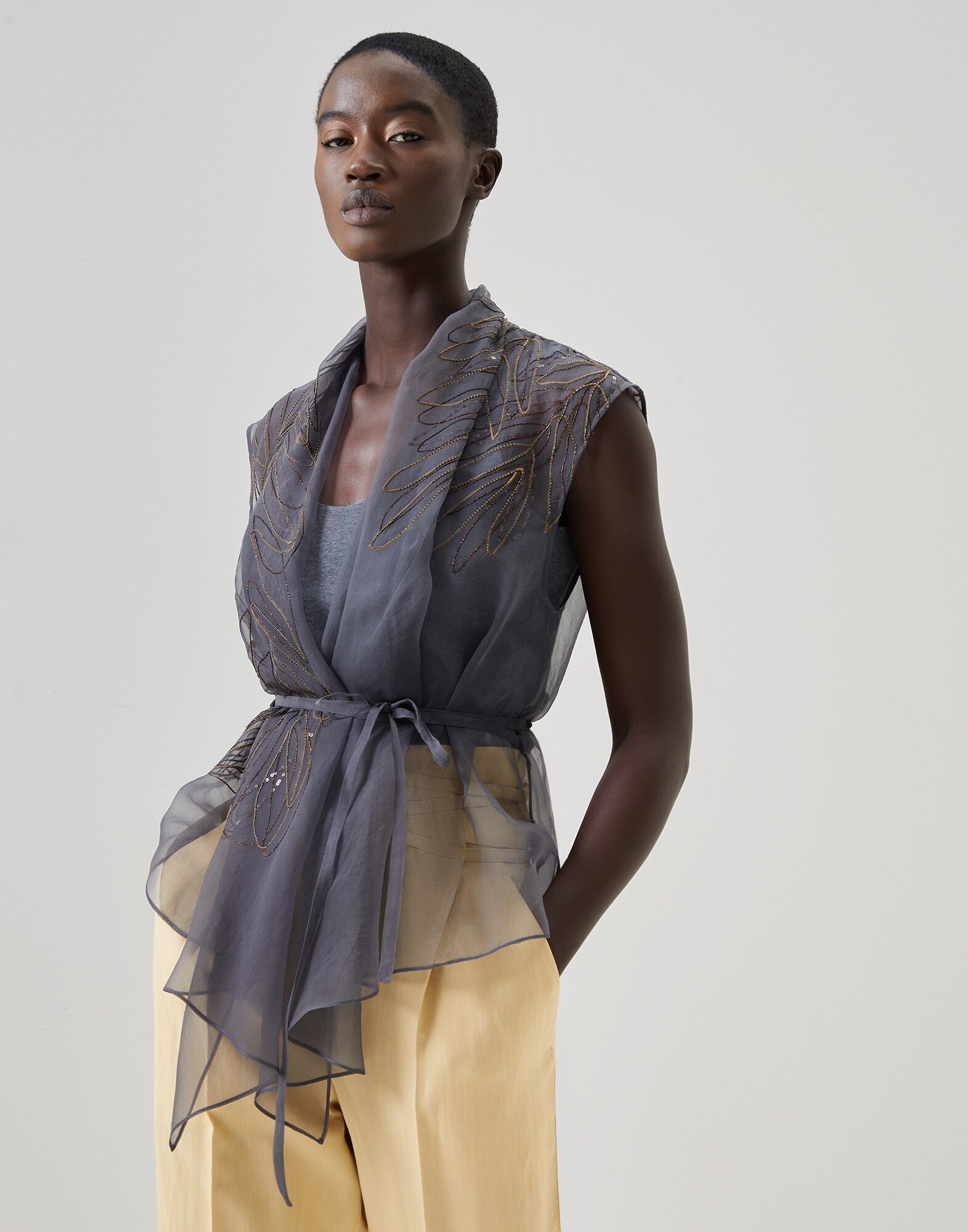 Top de seda Plomo Mujer - Brunello Cucinelli