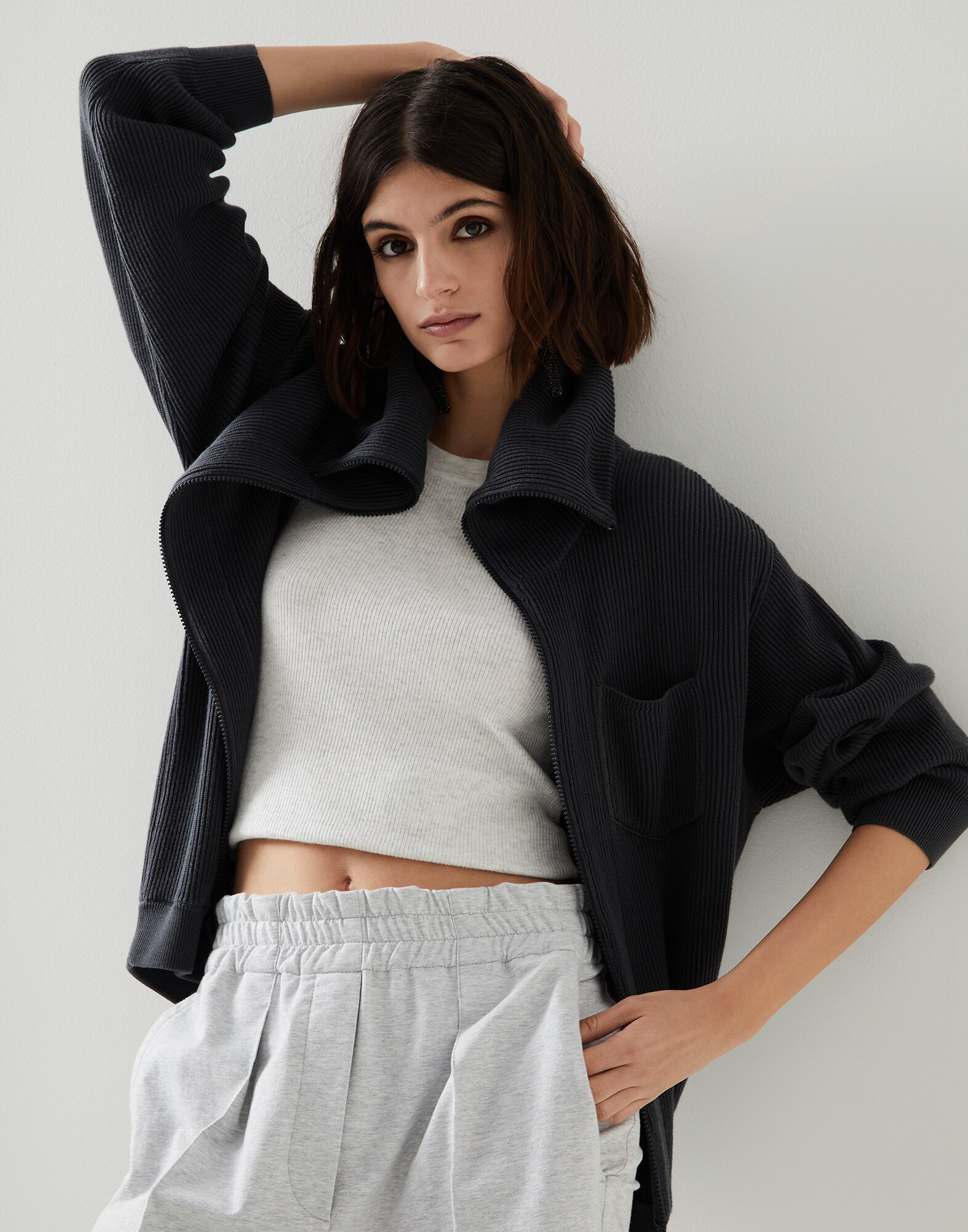 Cotton cardigan Slate Woman - Brunello Cucinelli