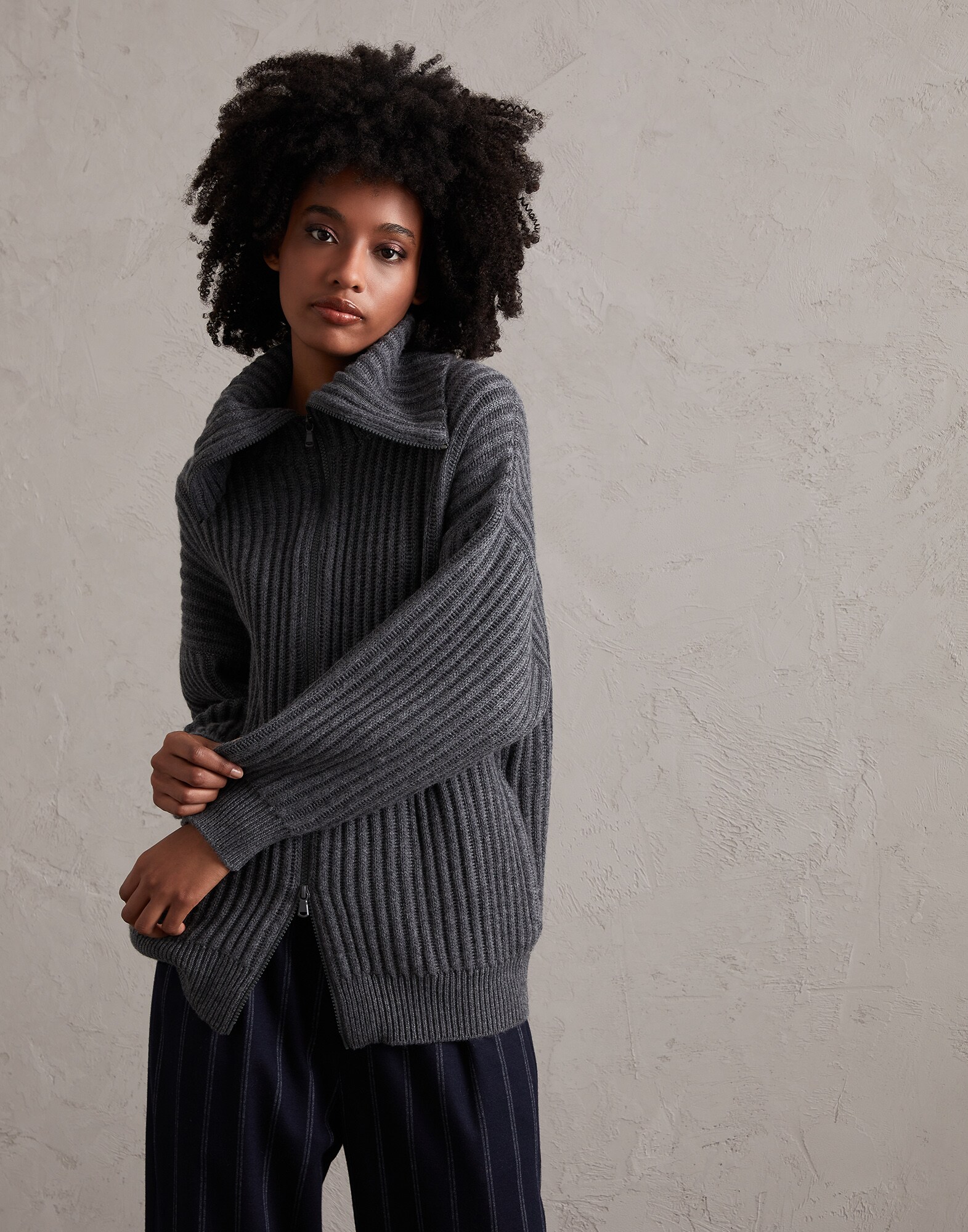Zip-front Cardigan - Front view
