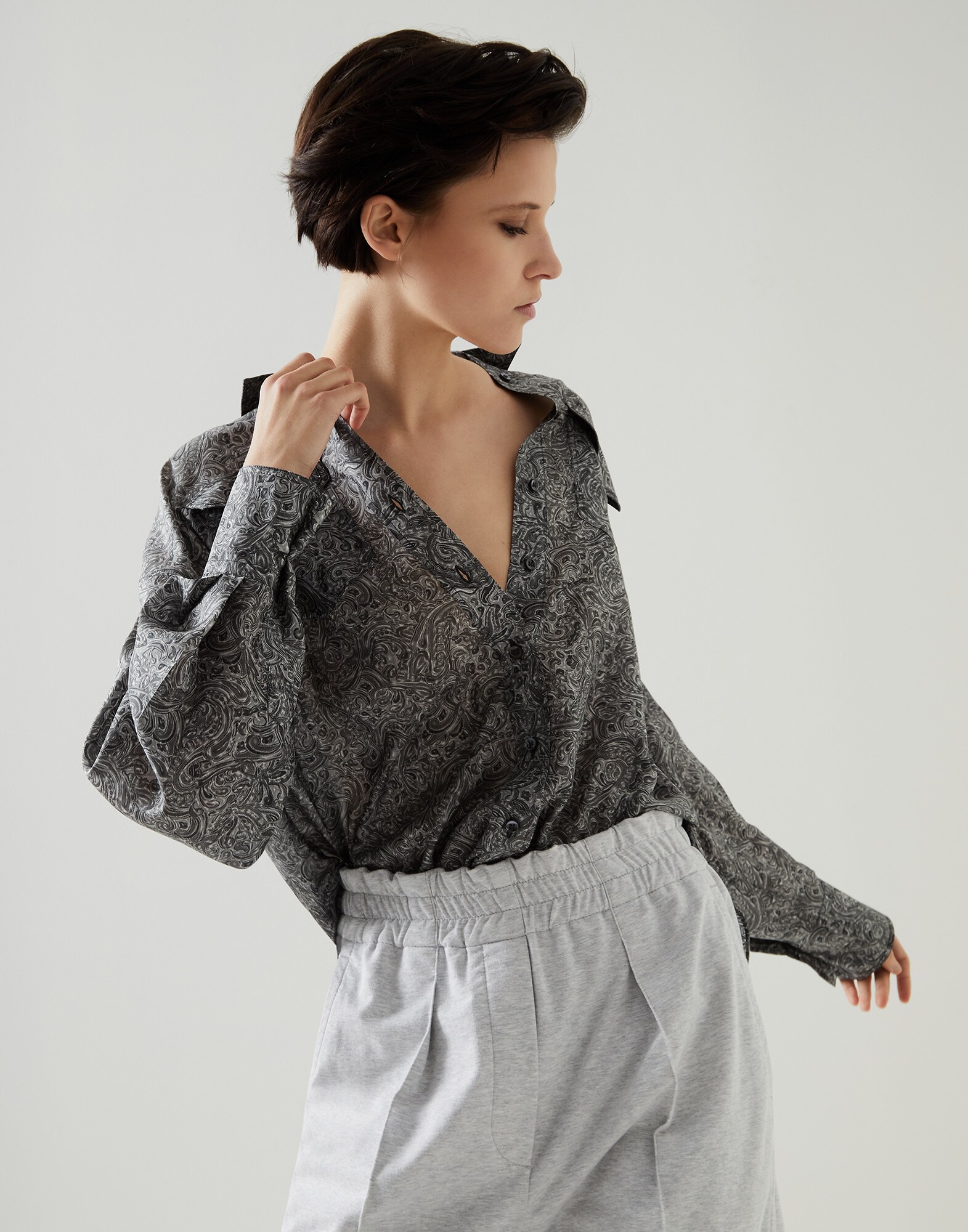 Camicia in seta Grigio Donna - Brunello Cucinelli